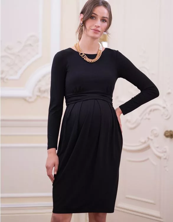 Black Stretch Jersey Maternity & Nursing Dress