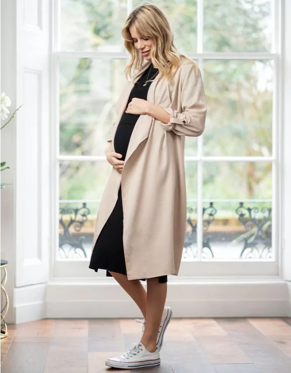 Premium Trench Maternity Jacket Taupe