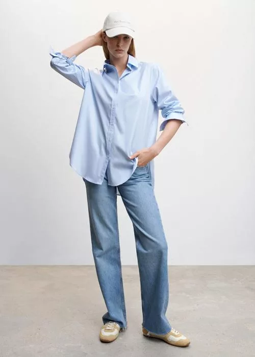 Oversize cotton shirt Blue