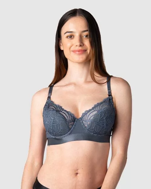 Hotmilk Nursing Heroine lace non padded plunge bra with flexiwire in silver