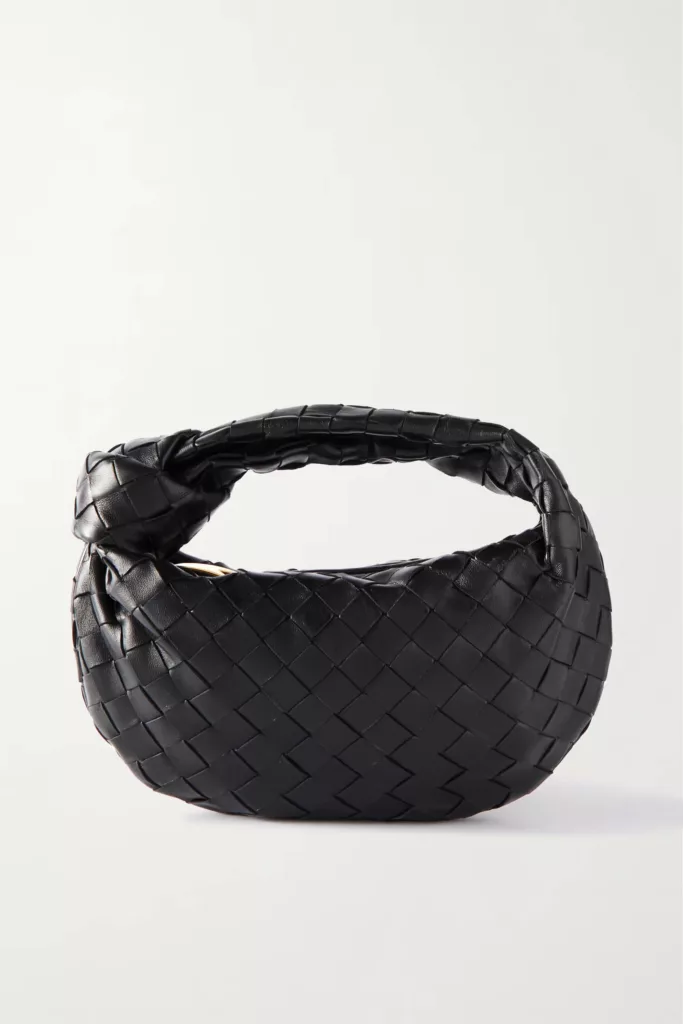 Jodie mini knotted intrecciato leather tote Black