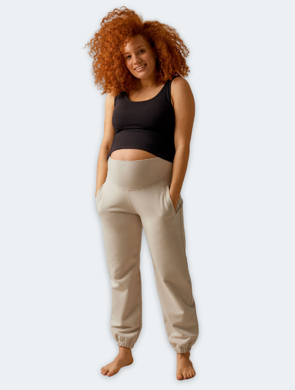Taupe Terry Flare Maternity Lounge Pants– PinkBlush