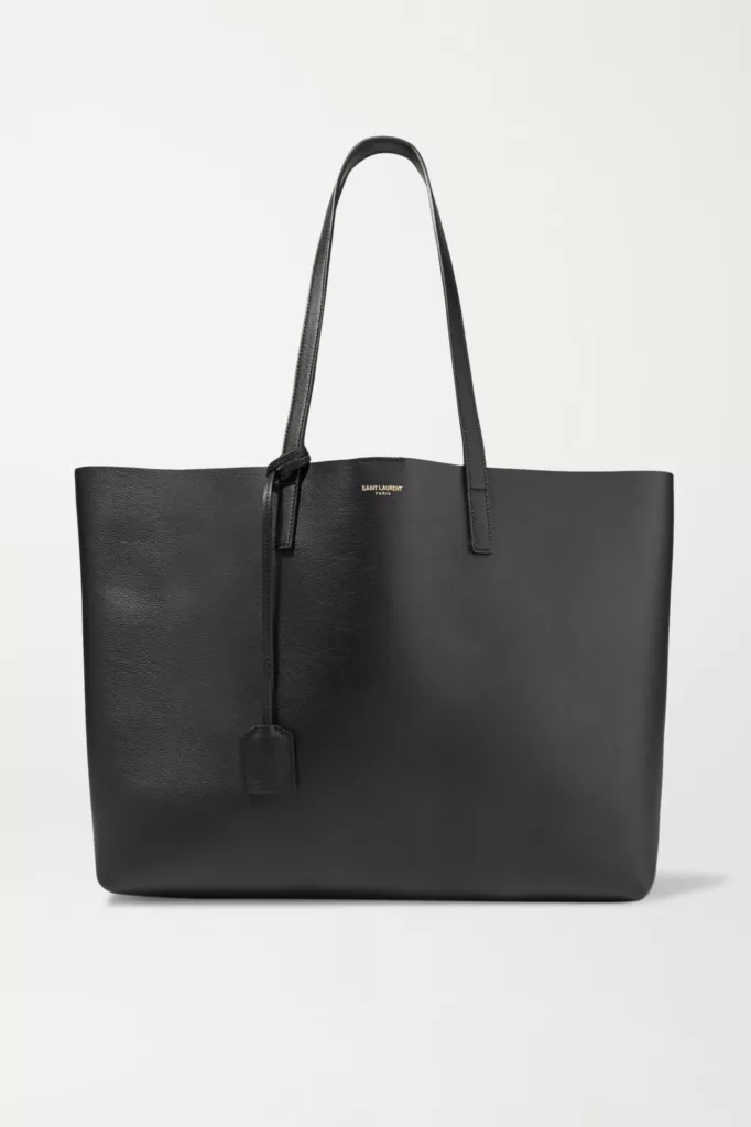 Shopper Large Textured-Leather Tote Black