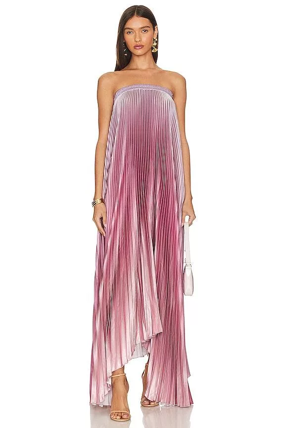 Bisous Strapless Gown In Mauve Ombre
