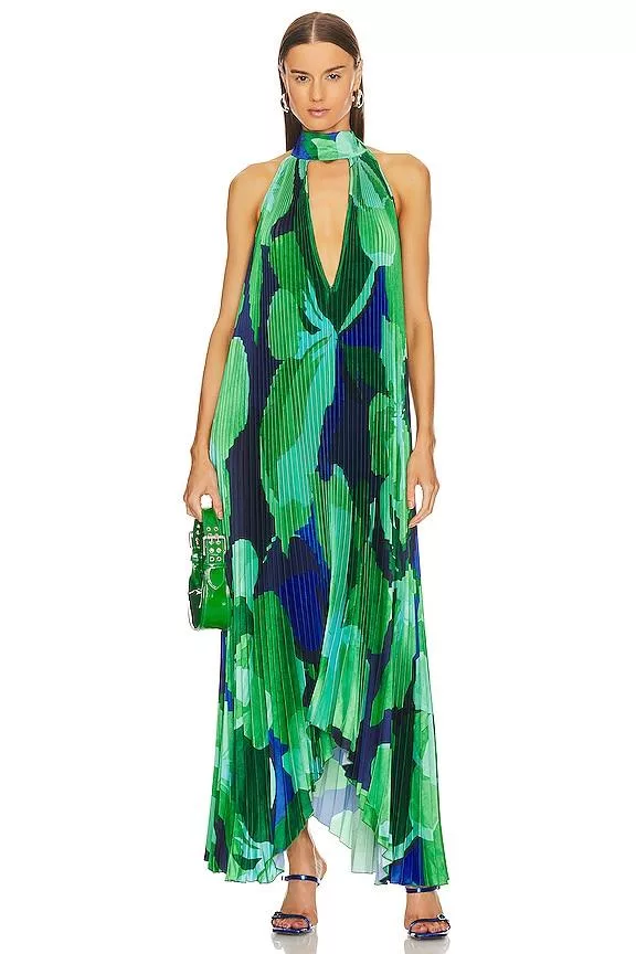 Opera Gown In Capri Print Green