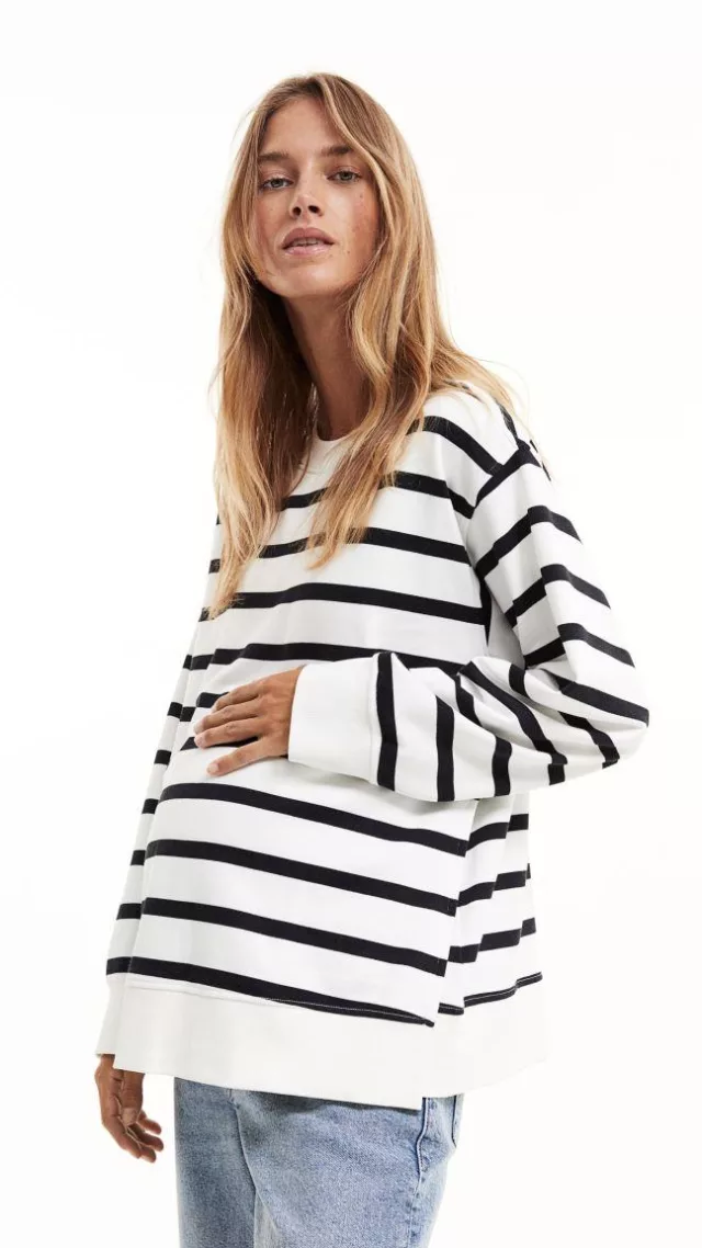 H&M mama before after maternity nursing sweatshirt white striped