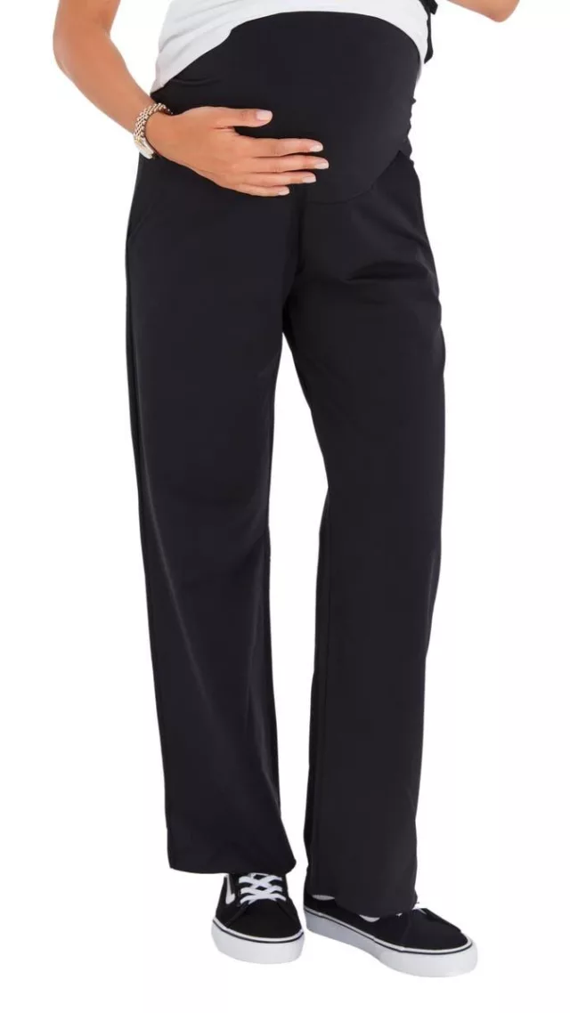 Nordstrom foldover waistband stretch cotton maternity pants black