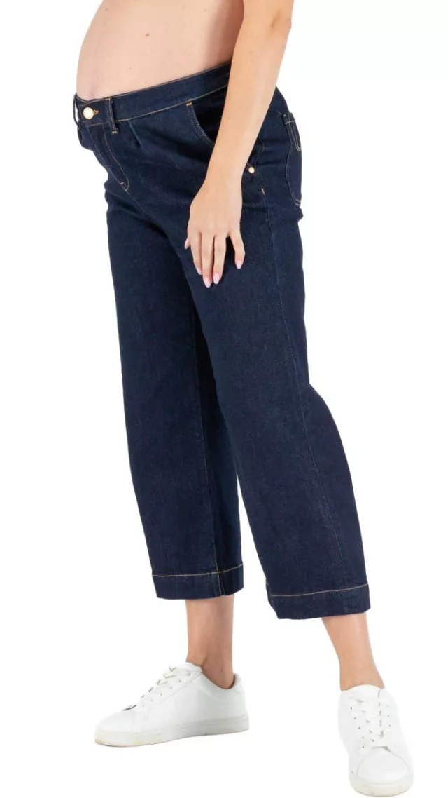 Nordstrom jill crop maternity wide leg jeans dark blue
