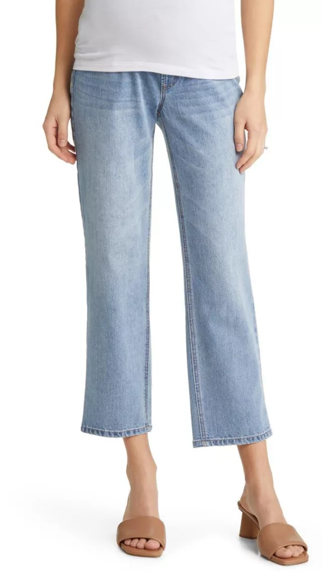 Nordstrom over the bump dad straight leg maternity jeans flora