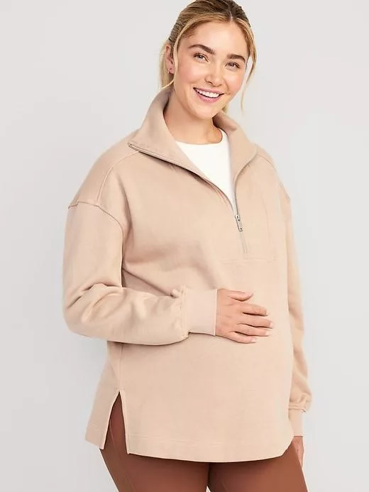 Old navy maternity half zip pullover sweatshirt tiramisu