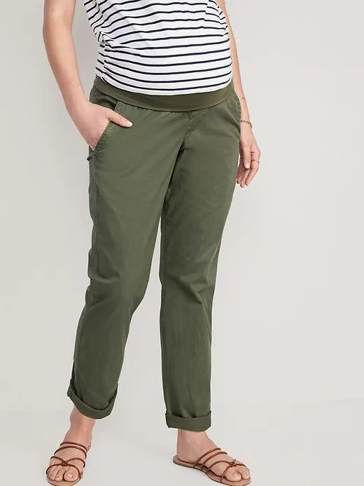 Maternity Rollover-Waist Ogc Chino Pants Olive