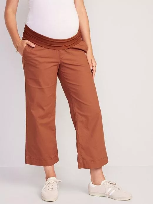Old navy maternity rollover waist wide leg chino pants umbria
