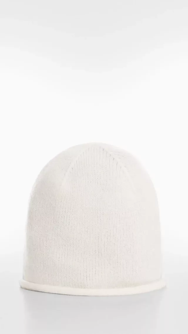Mango cashmere knitted hat ecru