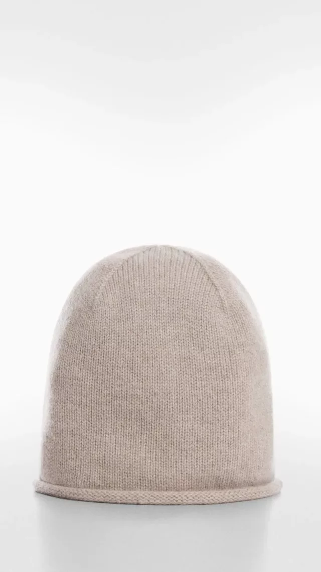 Mango cashmere knitted hat medium brown