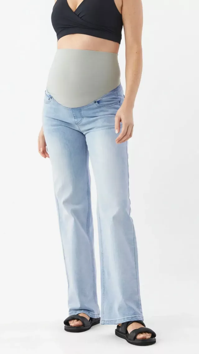 Soon maternity straight leg overbelly jeans light wash png
