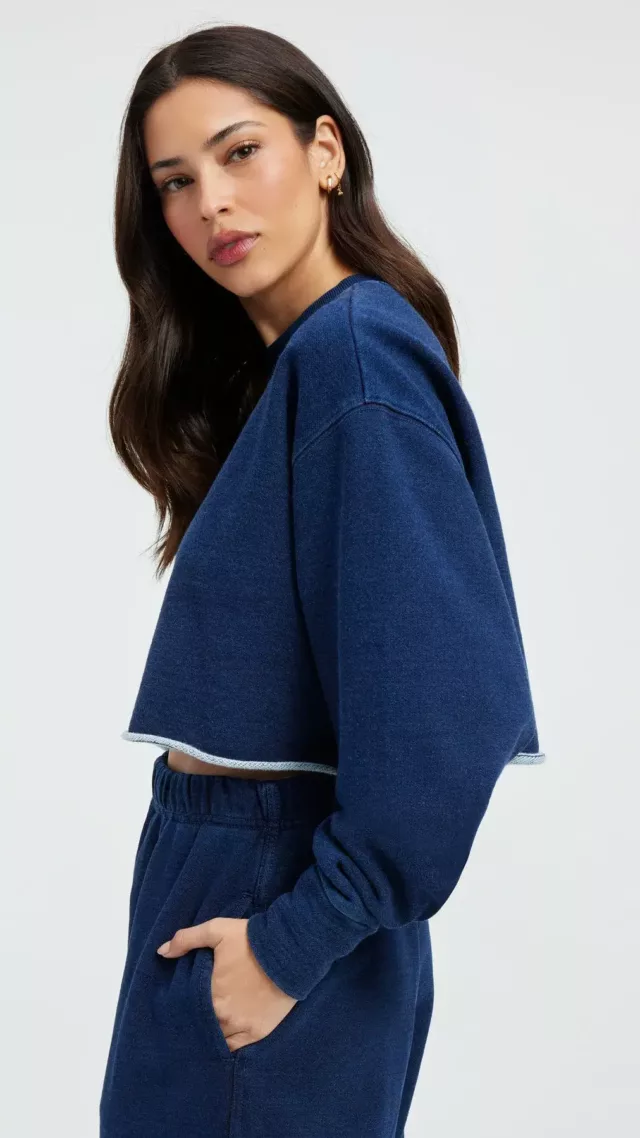 Good american jeanius cropped sweatshirt indigo