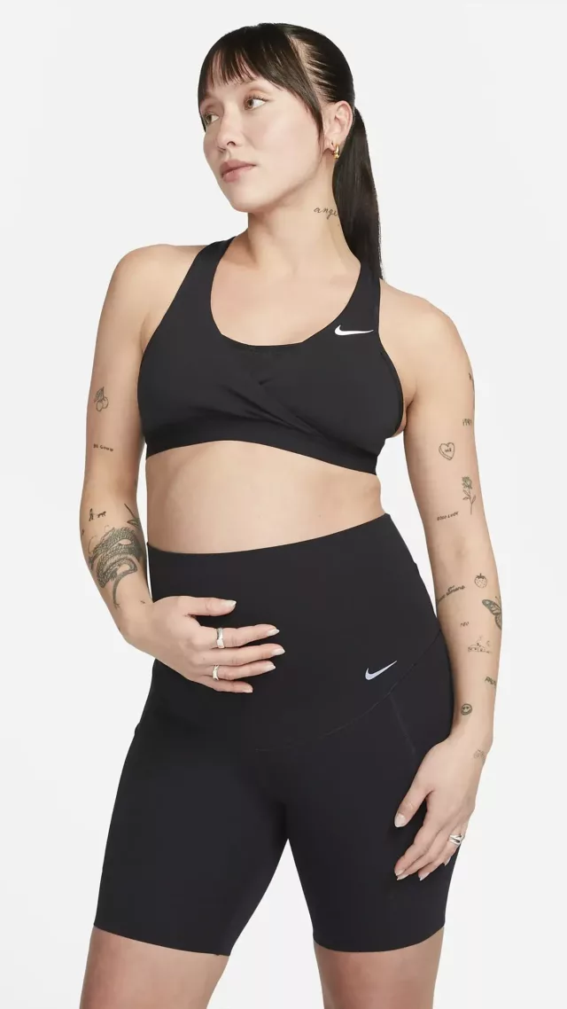 Nike nike zenvy m women s gentle support high waisted 8 biker shorts with pockets maternity black