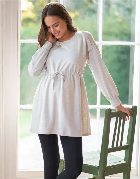 Grey Marl Sweatshirt Maternity & Nursing Tunic