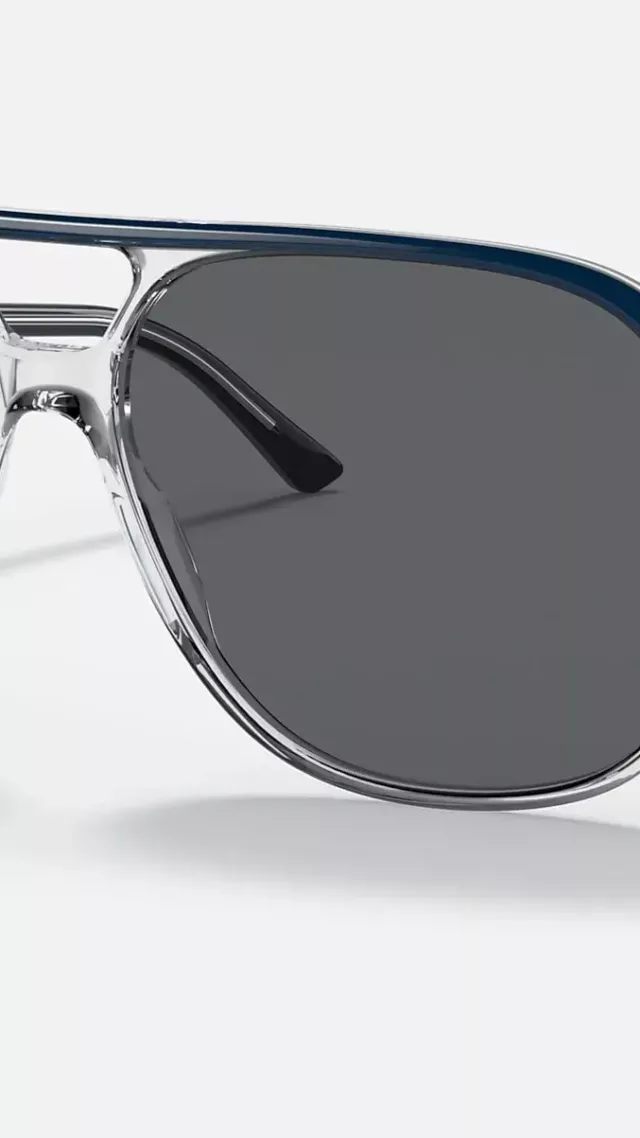 Ray ban bill sunglasses in blue on transparent and dark grey