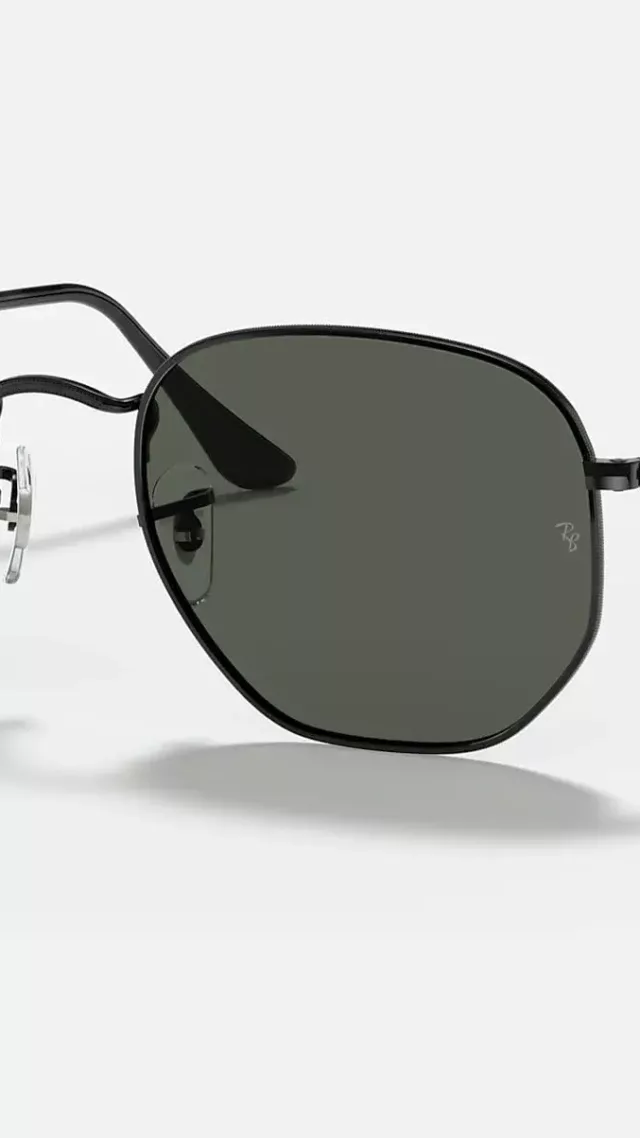 Ray ban hexagonal flat lenses sunglasses in black and green