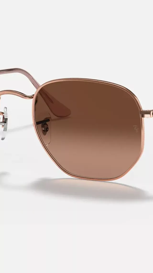 Ray ban hexagonal flat lenses sunglasses in copper and brown