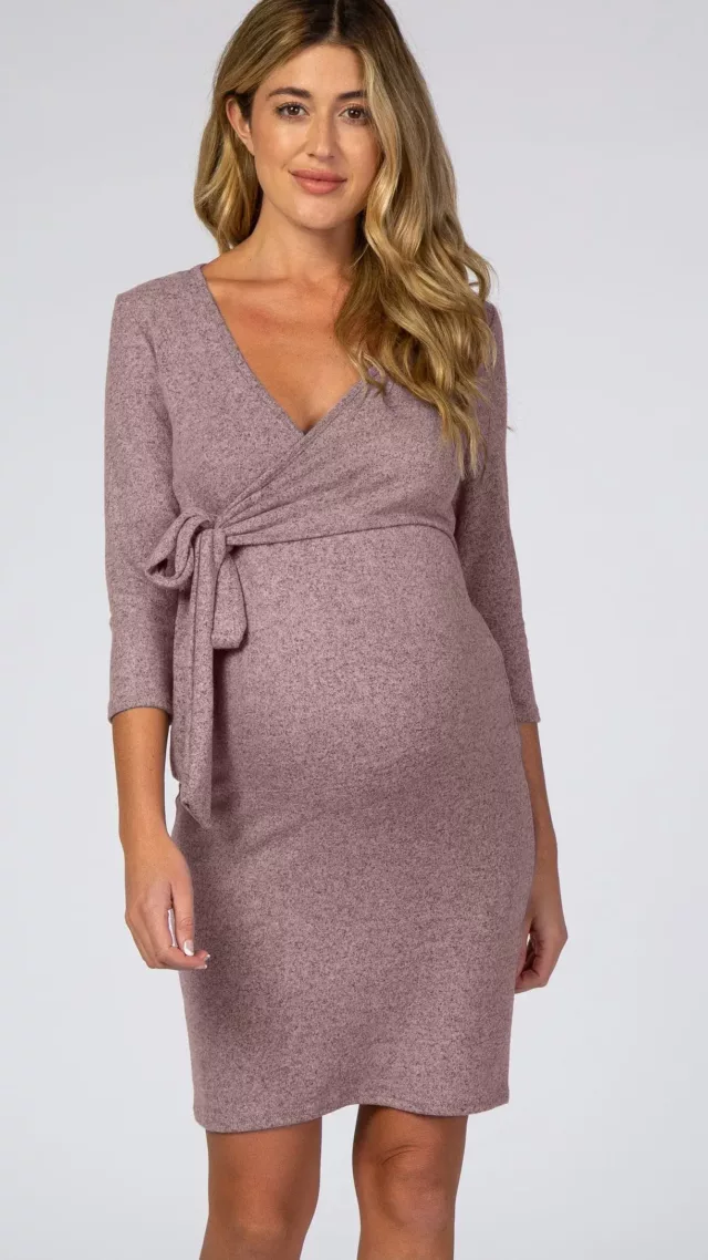 Light Blue Square Neck Smocked Denim Maternity Dress– PinkBlush