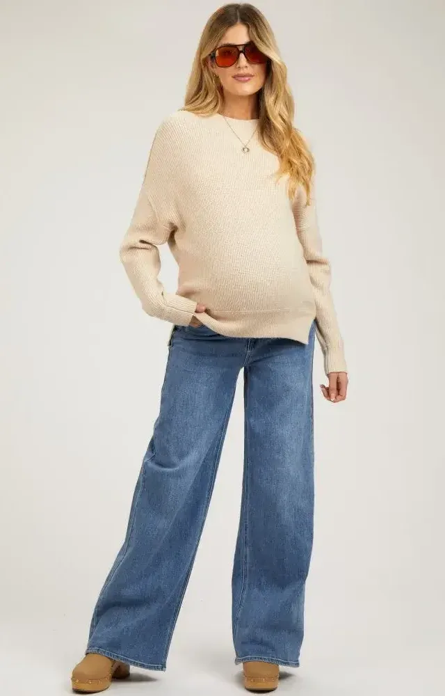 Pinkblush maternity blue wide leg maternity jeans