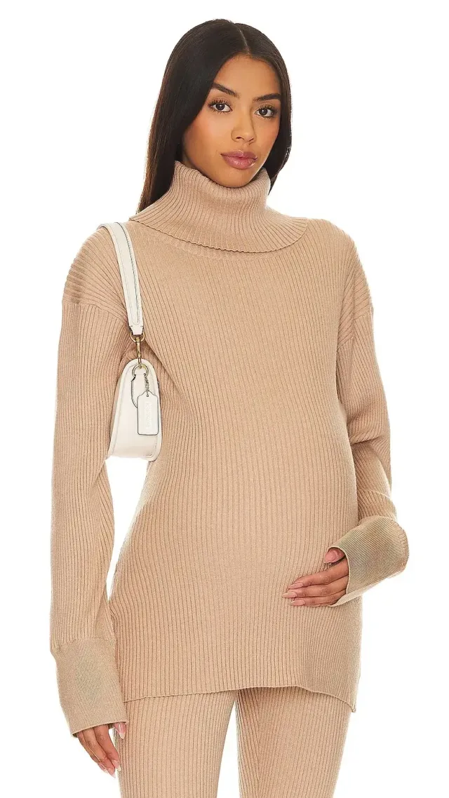 Revolve cozy rib maternity sweater camel
