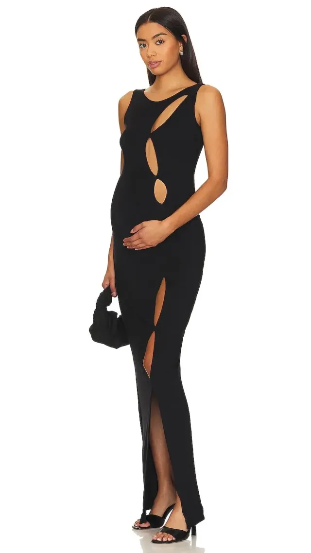 Revolve cut out maternity maxi dress black
